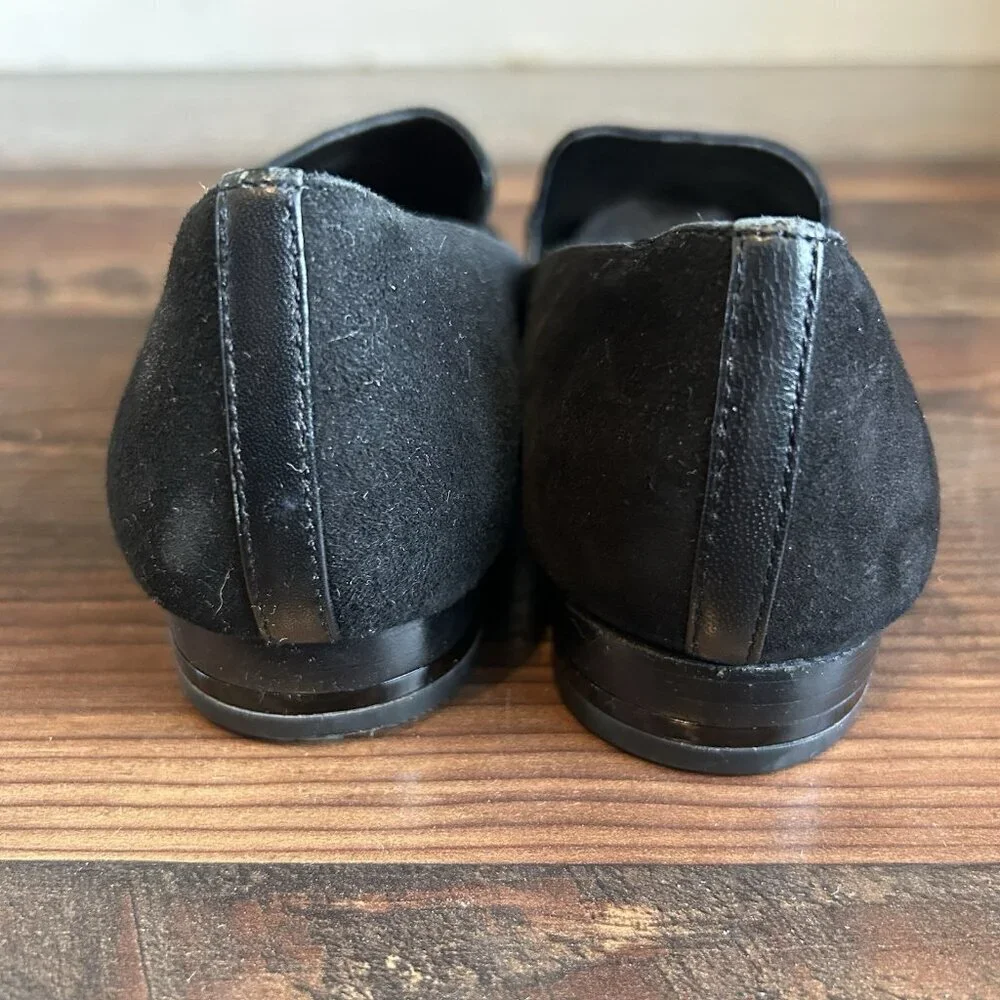 Michael Kors Women's Natasha Loafer Shoes Size 6 M Black Suede Leather Heart EUC
